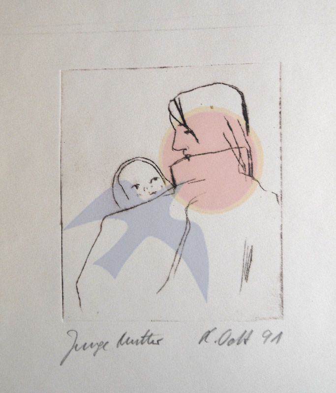 2. Radierung  ,,Junge Mutter,, (Schutzmantel) 1991, 12,2x10 (24x19,3).jpg